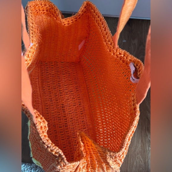 Soma Orange Crochet beach bag Tote with Yellow Sunshine - Picture 6 of 10